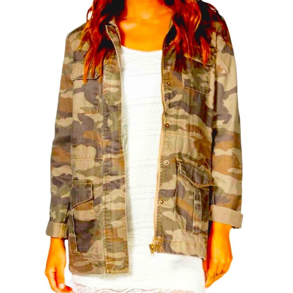 Hippie Laundry Vanilla Star Women’s Khaki Green Camo Anorak Jacket, Size Small